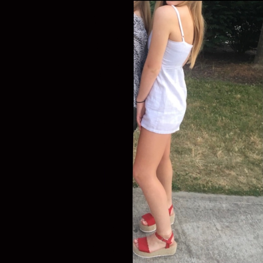 White Romper with Pockets (Size S)